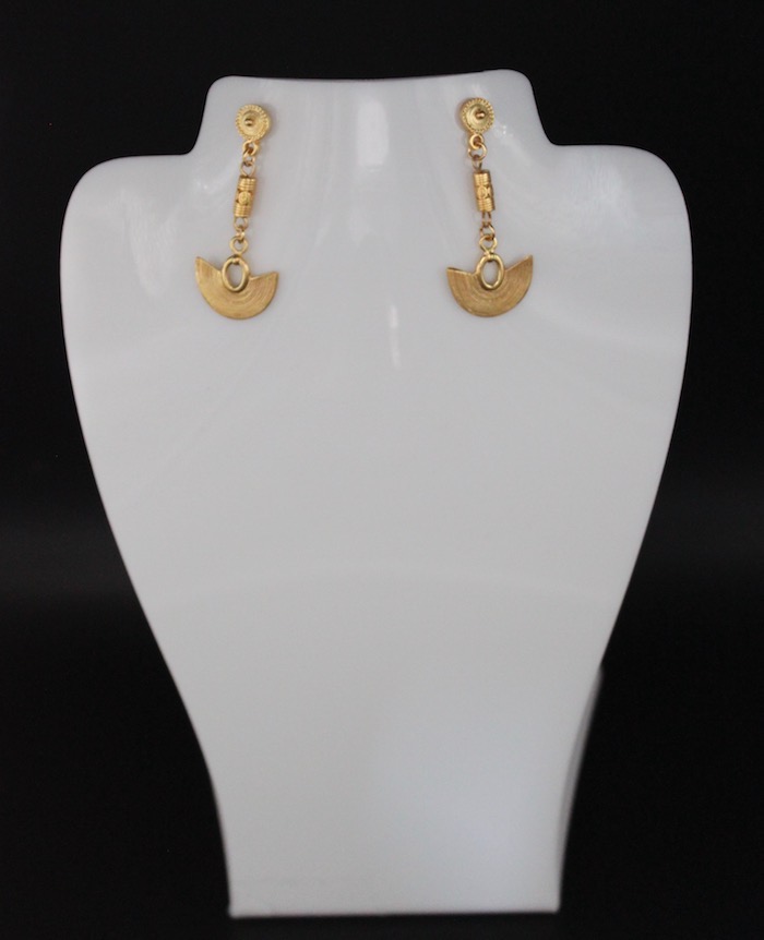Boucles d'oreilles ethniques pendantes Sinu plaqué or