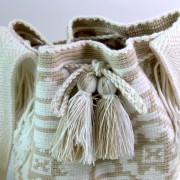 Mochila Wayuu grande etoiles beige-blanc