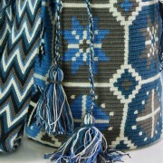 Sac Mochila Wayuu etoiles bleues photo approchée
